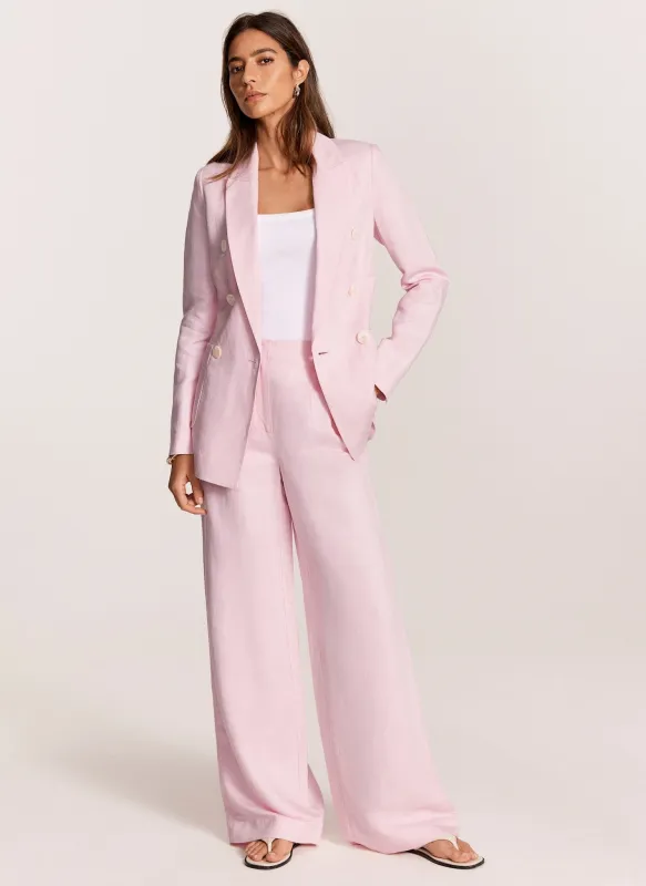 Pink Wide Leg Linen Blend Trousers sold by Mint Velvet