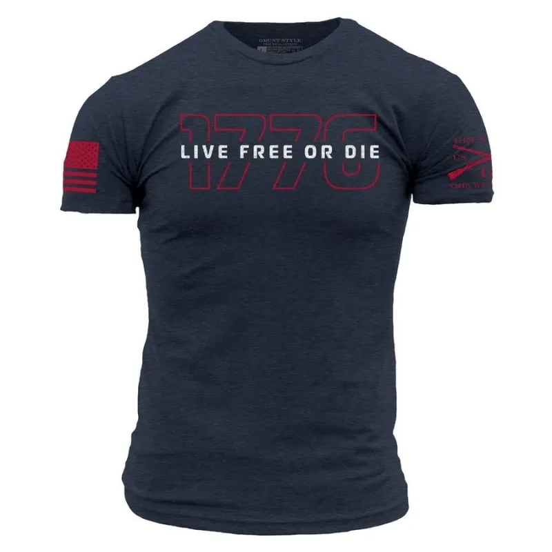 Live Free Or Die '76 T-Shirt - Midnight Navy sold by Grunt Style