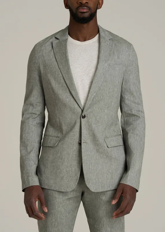 Stretch Linen Blazer for Tall Men in Climbing Ivy Linen sold by American Tall