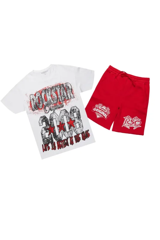 Ashlynn White/Red T-Shirt Short Set sold by Rockstar Original
