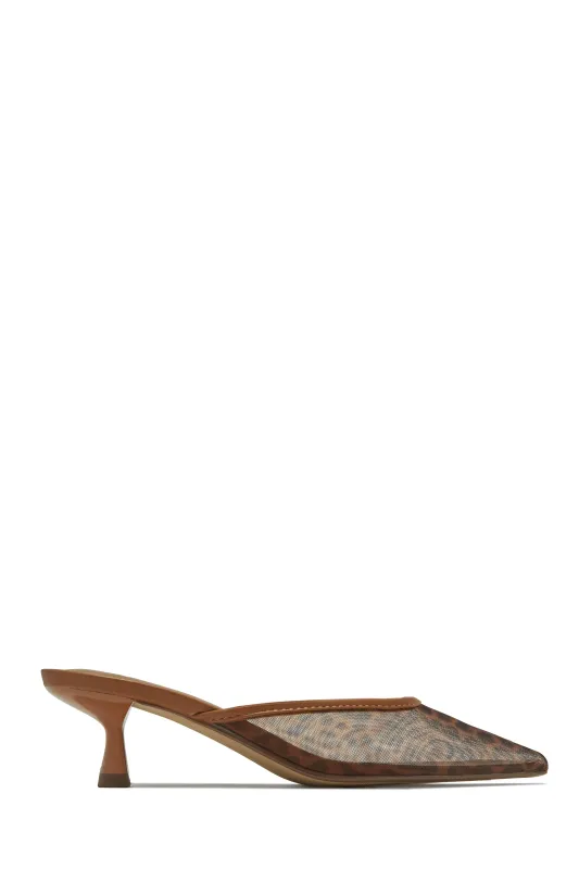 Brienne Mid Heel Mule Pumps - Leopard sold by Miss Lola