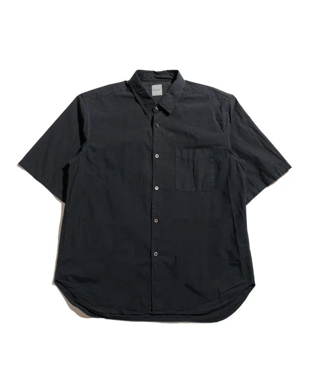 Sage de Cret Organic Cotton Broadcloth Short Sleeve Regular Collar Shirt Black sold by Lost & Found