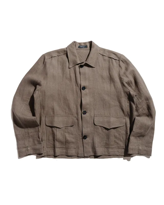 Wanze Button Up Blouson Natural Linen Taupe sold by Lost & Found