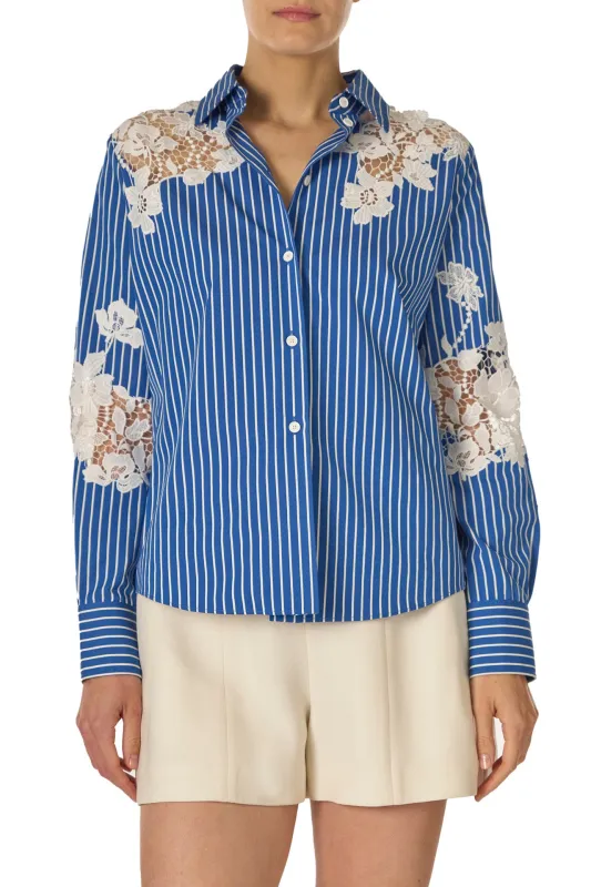 Lace Detailed Button Front Shirt sold by Monique Lhuillier