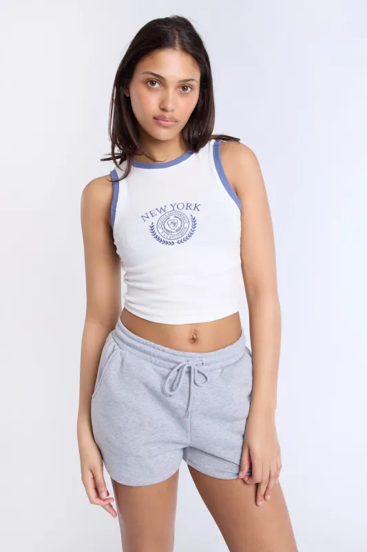 New York Crest Embroidered Graphic High Neck Tank Top sold by Bluenotes