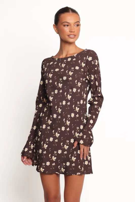 Amity Mini Dress - Brown Floral sold by Petal & Pup