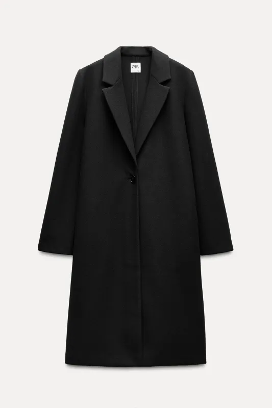Zara - Soft Button Coat In Black - S - Woman sold by Zara