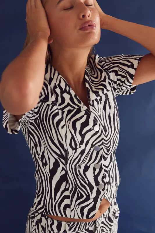 Stormina Blouse Taleah Zebra print sold by Noella Fashion
