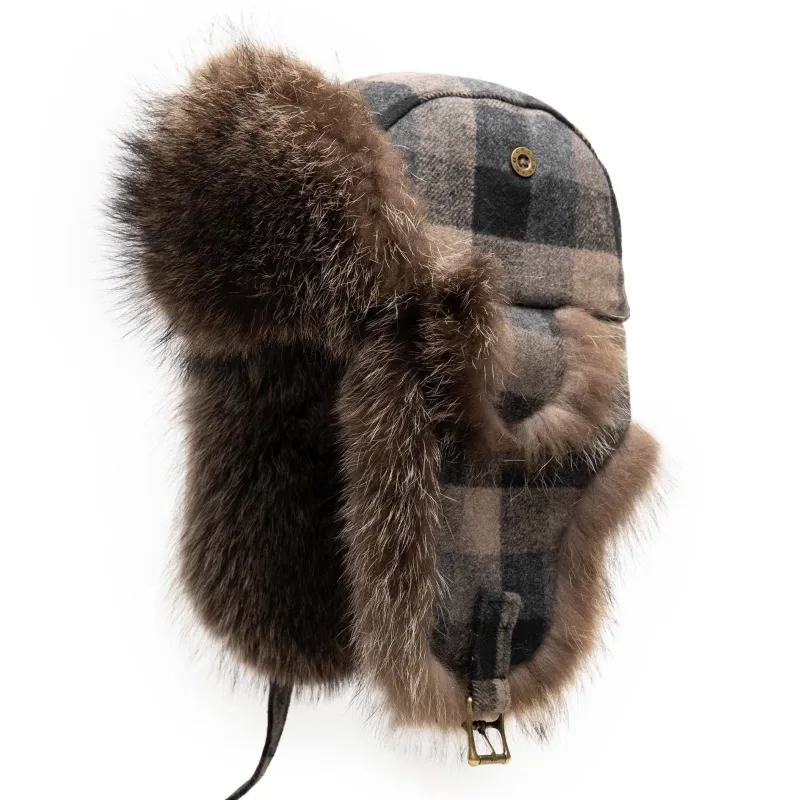 Raccoon Aviator with Checkered Wool Blend Cover sold by Crown Cap
