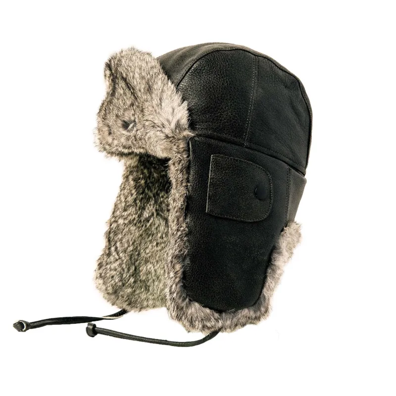Vintage Cowhide Leather Aviator with Rabbit Trim sold by Crown Cap
