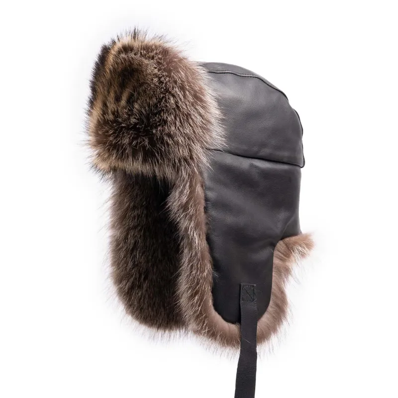 Raccoon Aviator with Leather sold by Crown Cap