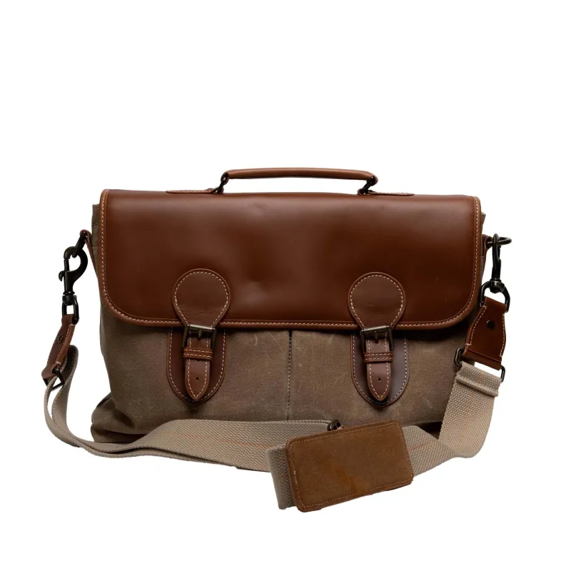 Leather & Waxed Cotton Canvas Messenger Bag sold by Crown Cap