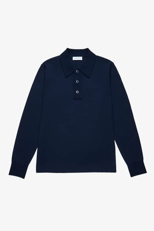 Heavy weight blue L/S polo sold by Anthony Squires