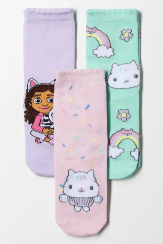 Gabby's Dollhouse 3 Pack Anklet Socks Lilac, Green And Pink sold by Ackermas