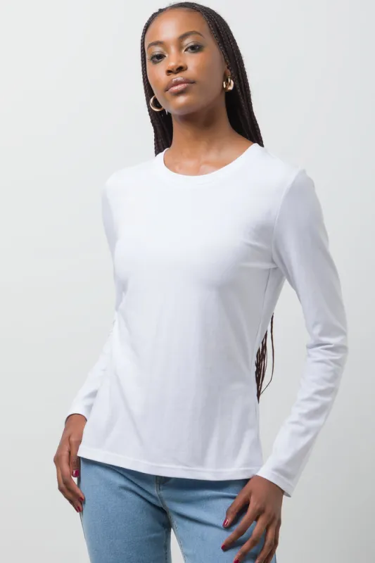 Long Sleeve Crew Neck T-Shirt White sold by Ackermas
