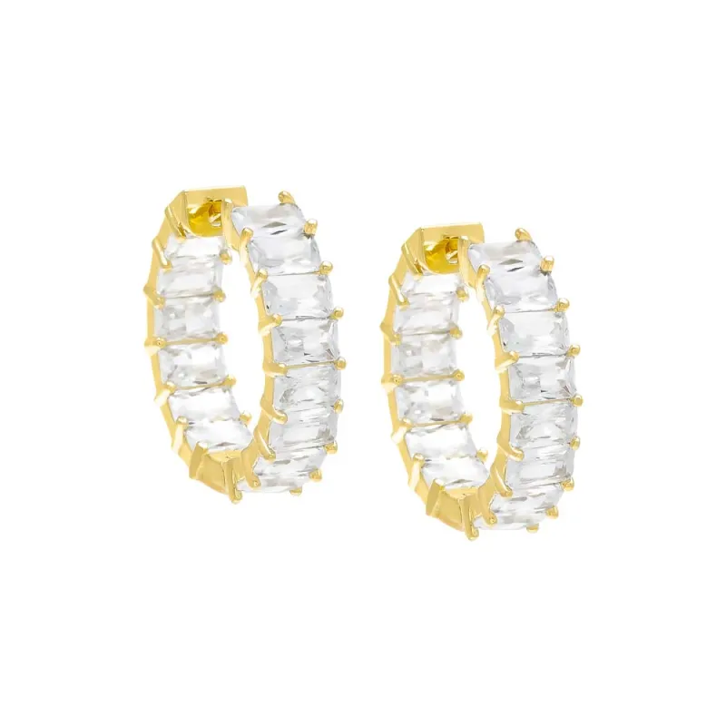 Baguette Hoop Earring sold by Adina Eden's