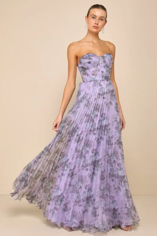 Most Beautiful Day Purple Multi Floral Print Organza Maxi Dress sold by Lulus