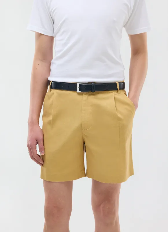 Pleated Linen Shorts | Tan sold by Percival