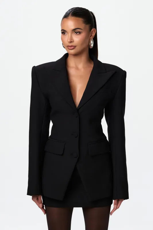 Suiting Power Shoulder Blazer sold by Naked Wardrobe