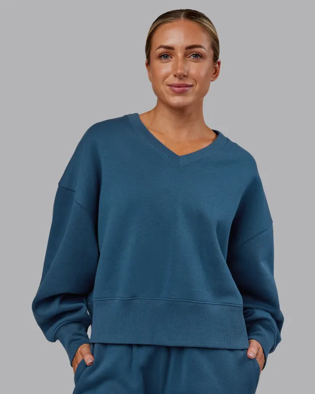 MVP V Neck Oversized Sweater - Indigo sold by LSKD