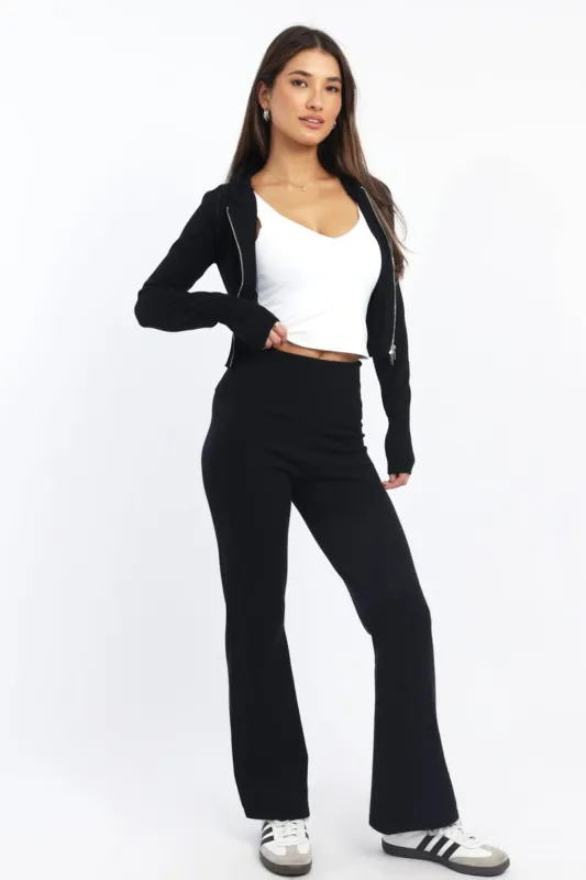 Black Wide Leg Pants Knit sold by Ally Fashion