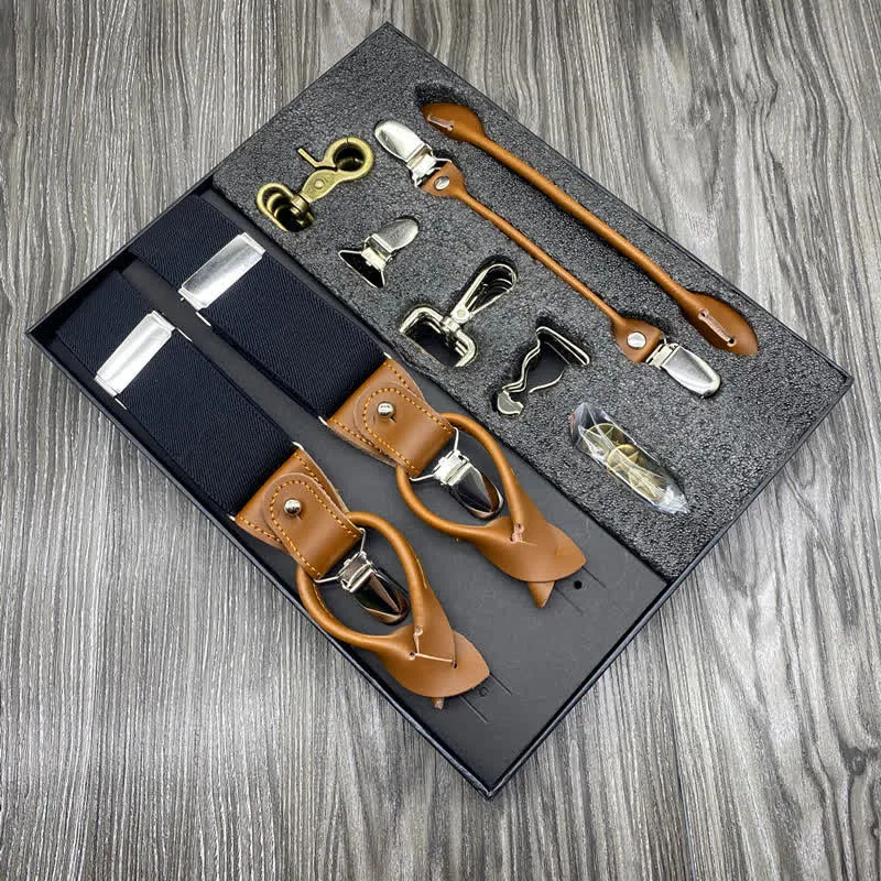8Pcs Solid Color Combinable Buckle Adjustable Suspenders Set sold by FloralTrip