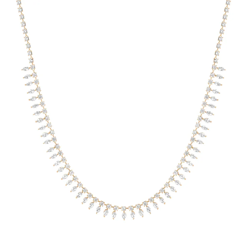 Aurate x Frye: Marquise Fringe Necklace sold by Aurate
