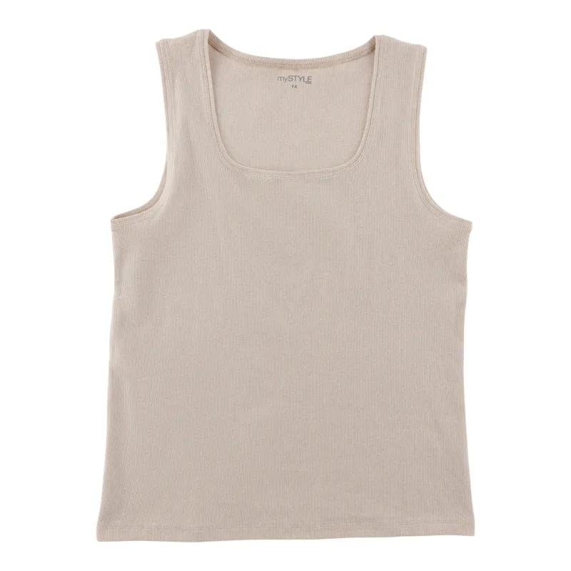 mySTYLE Women's Plus Squareneck Ribbed Tank Top sold by Giant Tiger