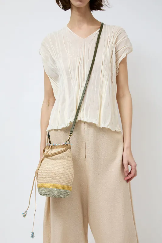Exquisite J Small Laterna Hemp Basket Bag in Grey and Yellow sold by No. 6