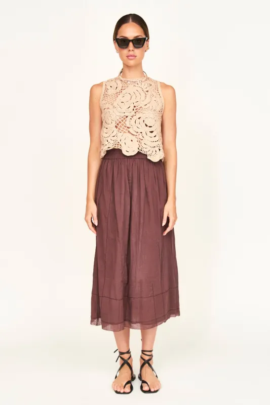 Santanyi Crochet Floral Tank in Sand sold by Mirth
