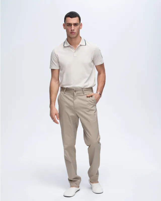 Classic Jersey Short Sleeve Polo with Tipping - Soft Beige-Spring Eucalyptus sold by ATM Anthony Thomas Melillo