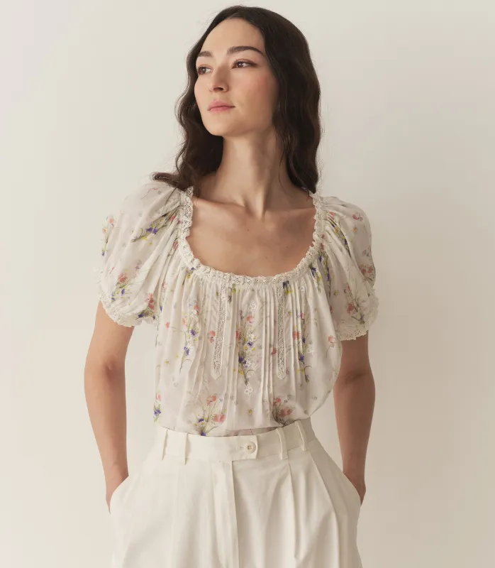 FREDERICA TOP -- PAINTED BOUQUET sold by Doen