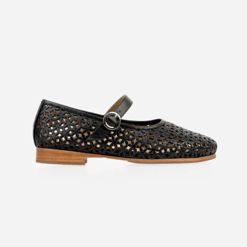 The Modern-Day Mary Jane Perforated Black sold by Poppy Barley