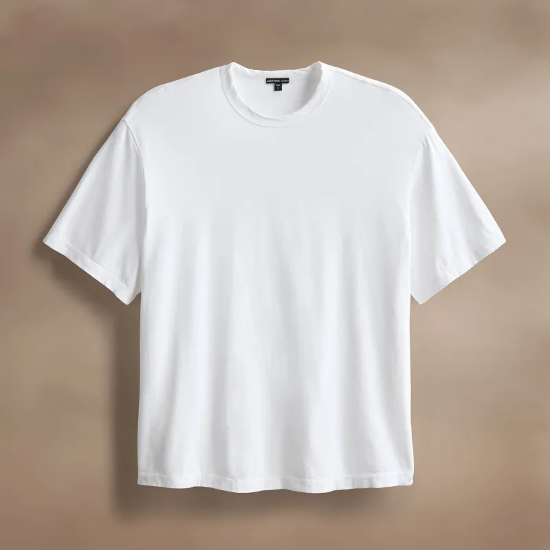 Heavy Luxe Jersey Oversized Crew - White sold by James Perse