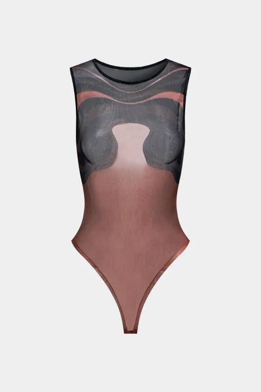 Abstrakt print mesh Ærmeløs bodysuit sold by Micas