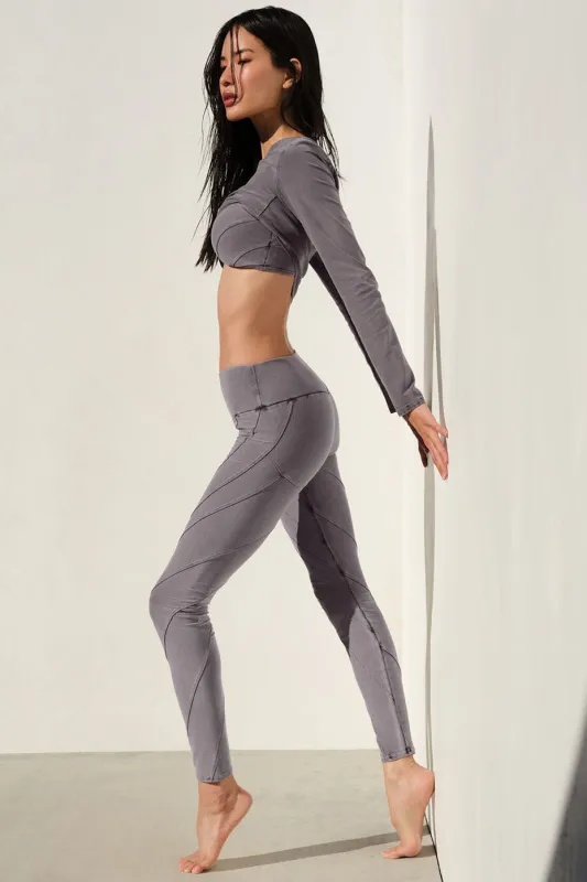 Washed Alosoft High-Waist Sunray Legging - Cool Grey Wash sold by Alo Yoga