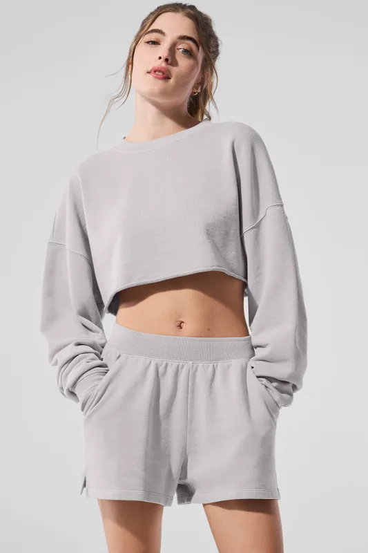 Washed Extreme Cropped Pullover - Grey Sky Wash sold by Alo Yoga
