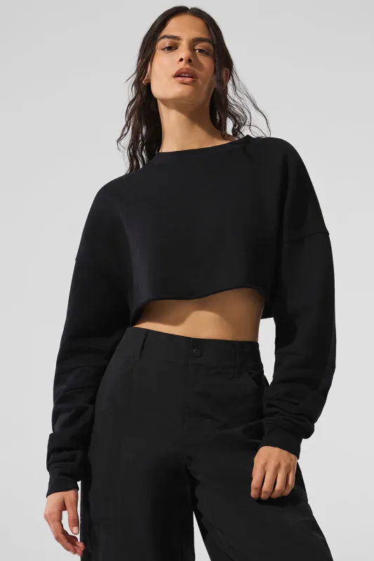 Extreme Cropped Pullover - Black sold by Alo Yoga