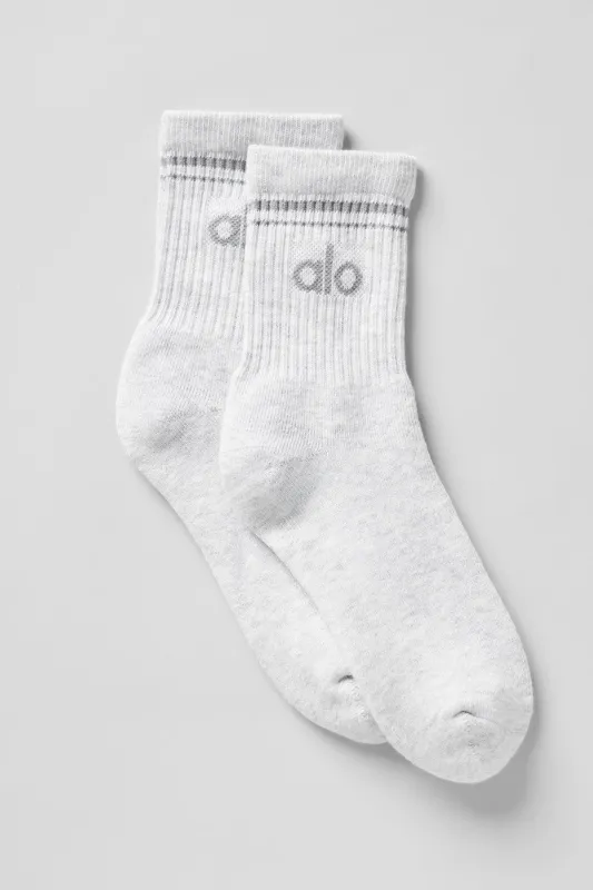 Unisex Half-Crew Throwback Sock - White Heather/Grey sold by Alo Yoga