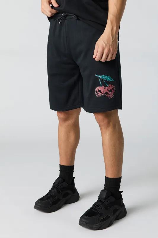 Short long en molleton imprimé skull cherries sold by Urban Planet