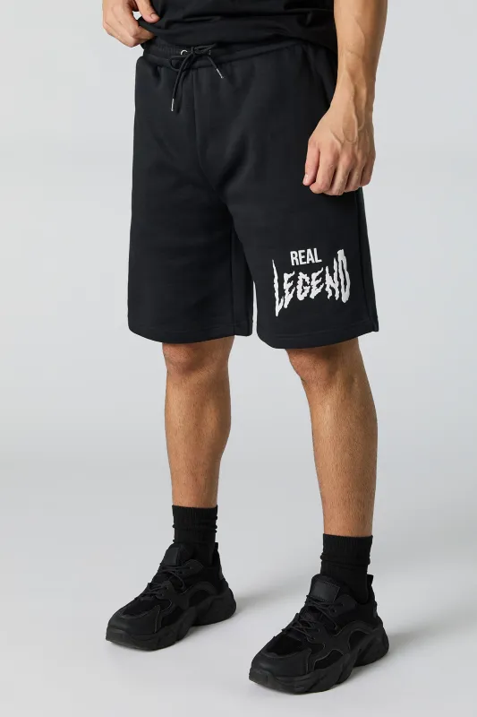 Legend Graphic Fleece Longline Short sold by Urban Planet