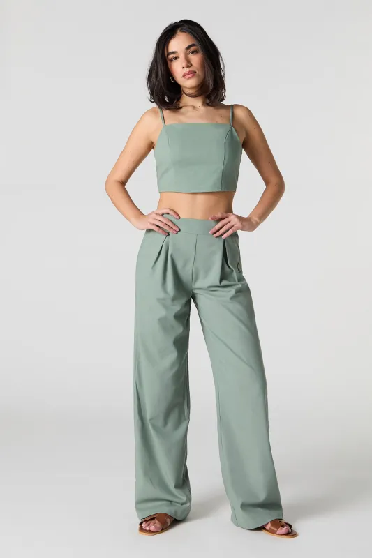 Linen Pleated Wide Leg Pant sold by Urban Planet