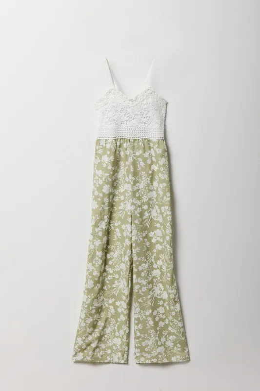 Girls Crochet Floral Wide Leg Jumpsuit sold by Urban Planet