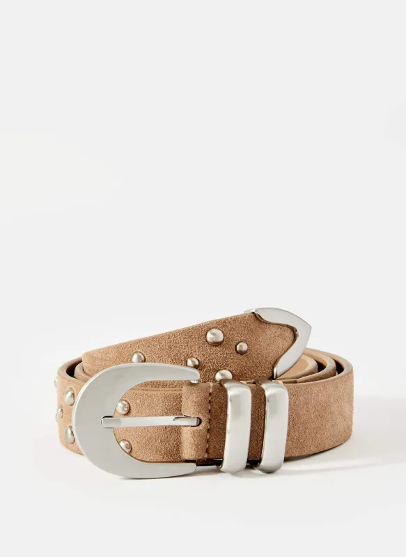 Beige Studded Suede Waist Belt sold by Mint Velvet