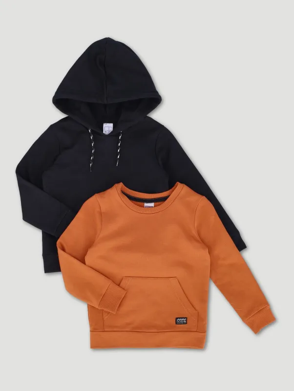 Pre-Boys 2 Pack Fleece Top - Rust/Black sold by Edgars 