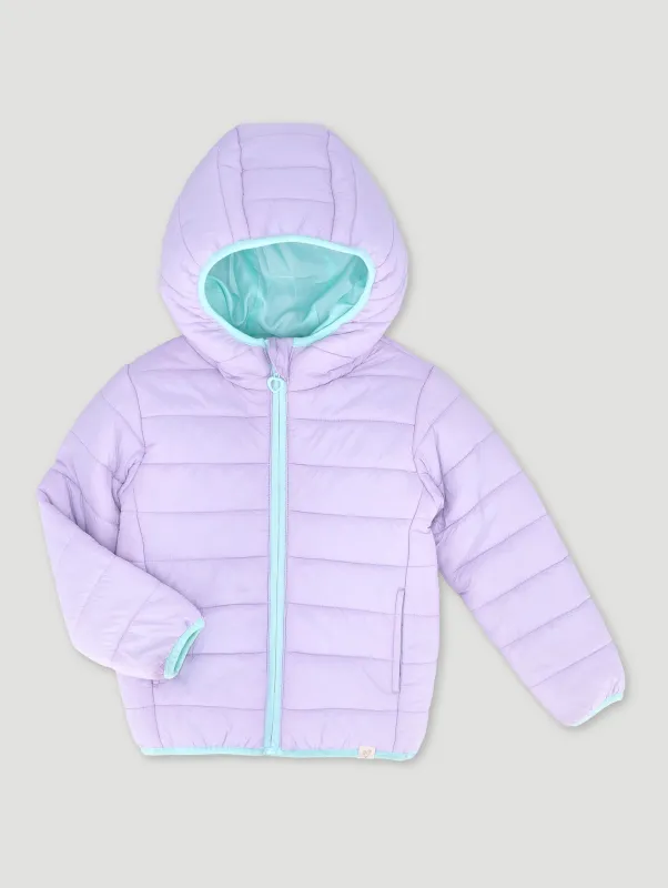 Pre-Girls Basic Hooded Puffer Jacket - Lilac sold by Edgars 
