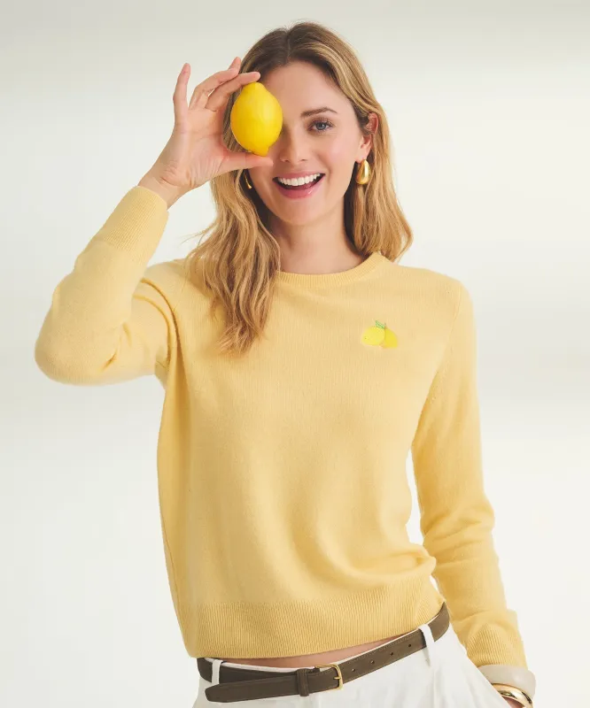 Women's Embroidered Lemons Cashmere Sweater sold by Naadam