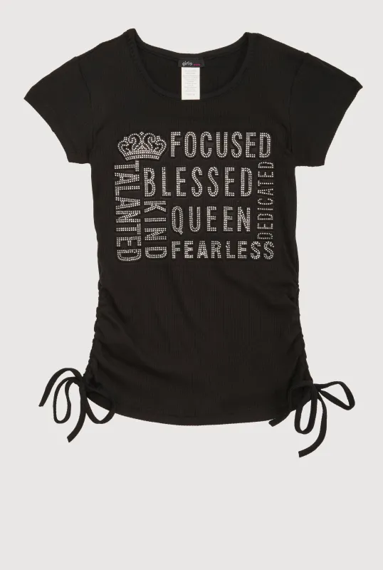 Girls 3D Rhinestone Graphic Tee sold by Rainbow