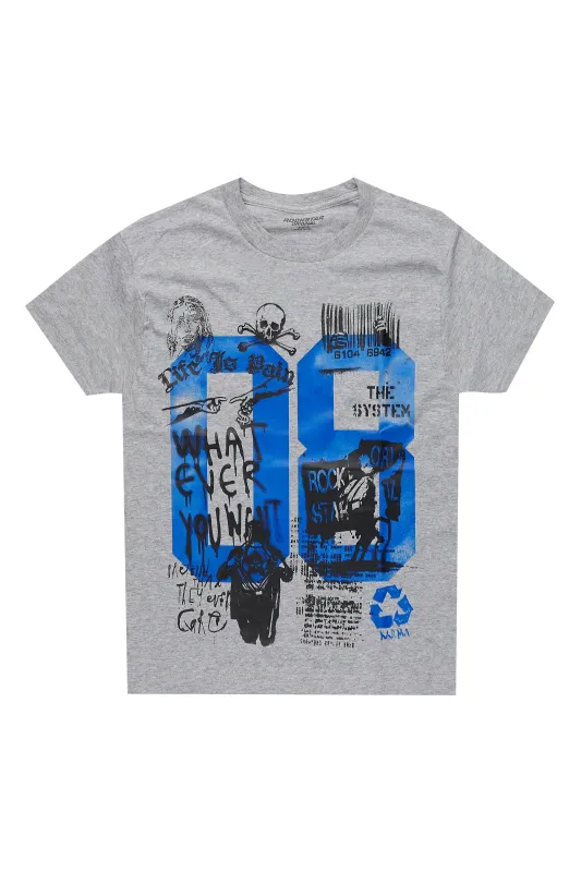 Boys Beau Grey/Blue Graphic T-Shirt sold by Rockstar Original
