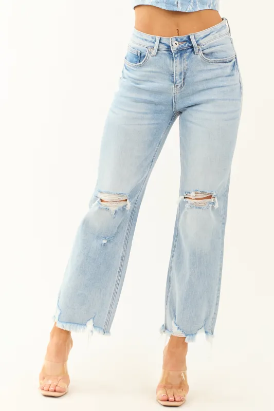 Mica Denim Light Wash Stretchy Straight Jeans sold by Lime Lush